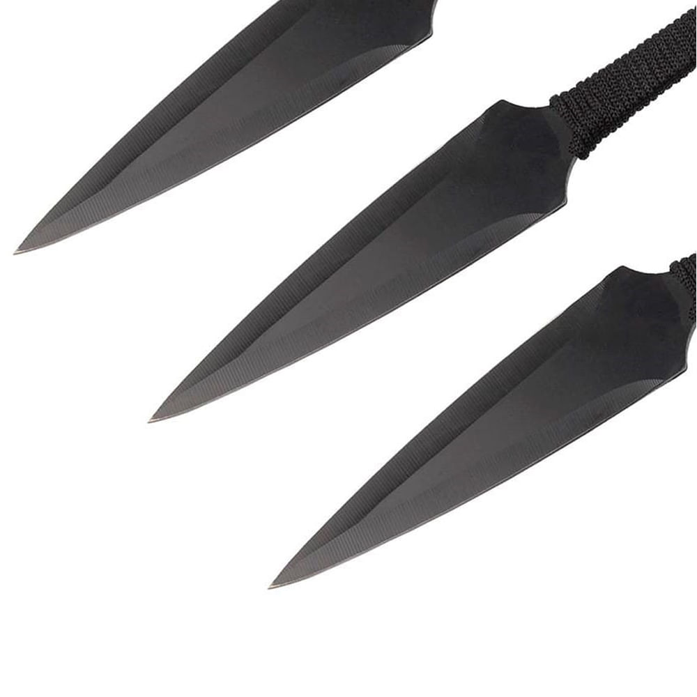 Set 3 cutite de aruncat IdeallStore®, Giant Kunai, 23 cm, negru, husa inclusa - 2 | YEO