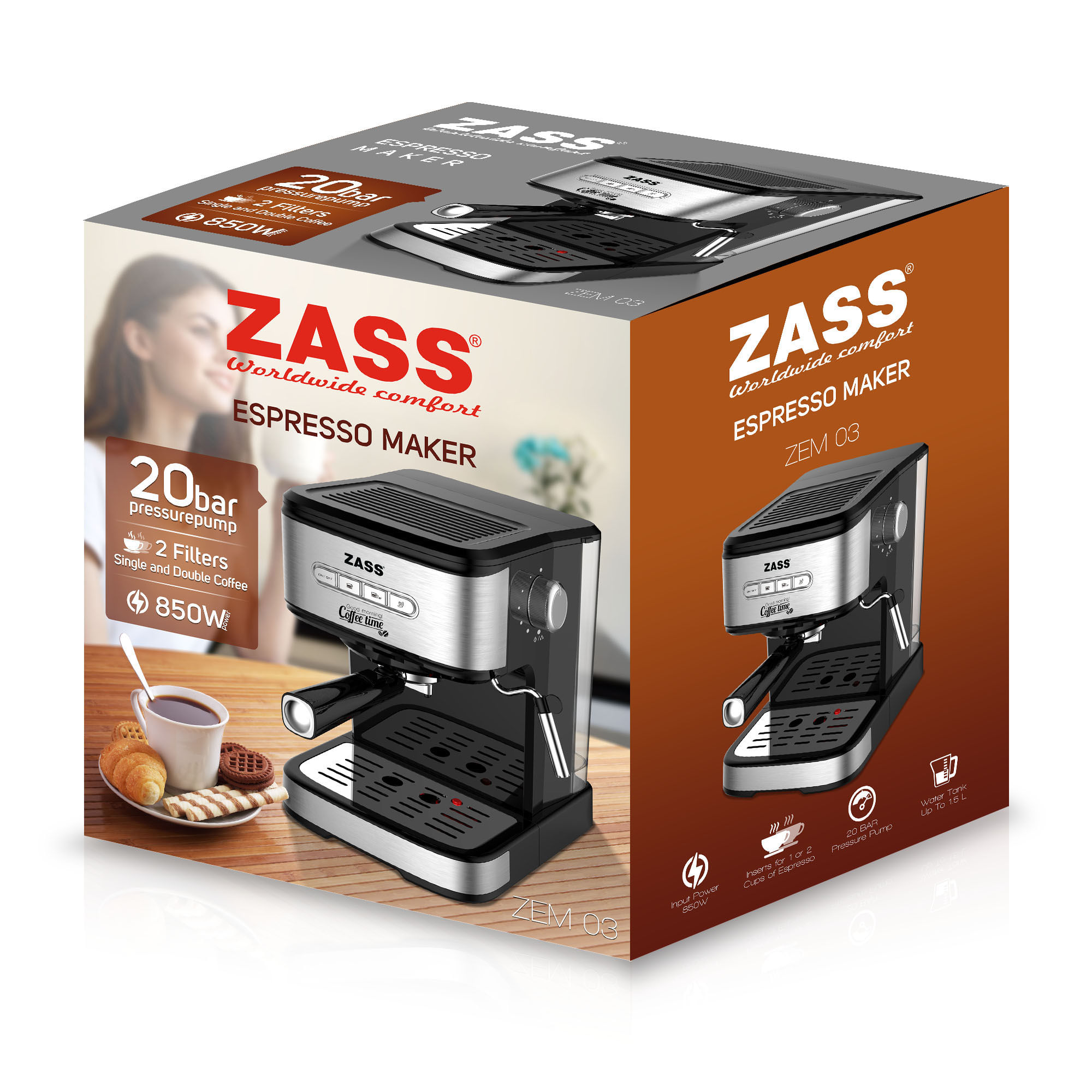 Espressor de cafea Zass ZEM 03, negru - 4 | YEO