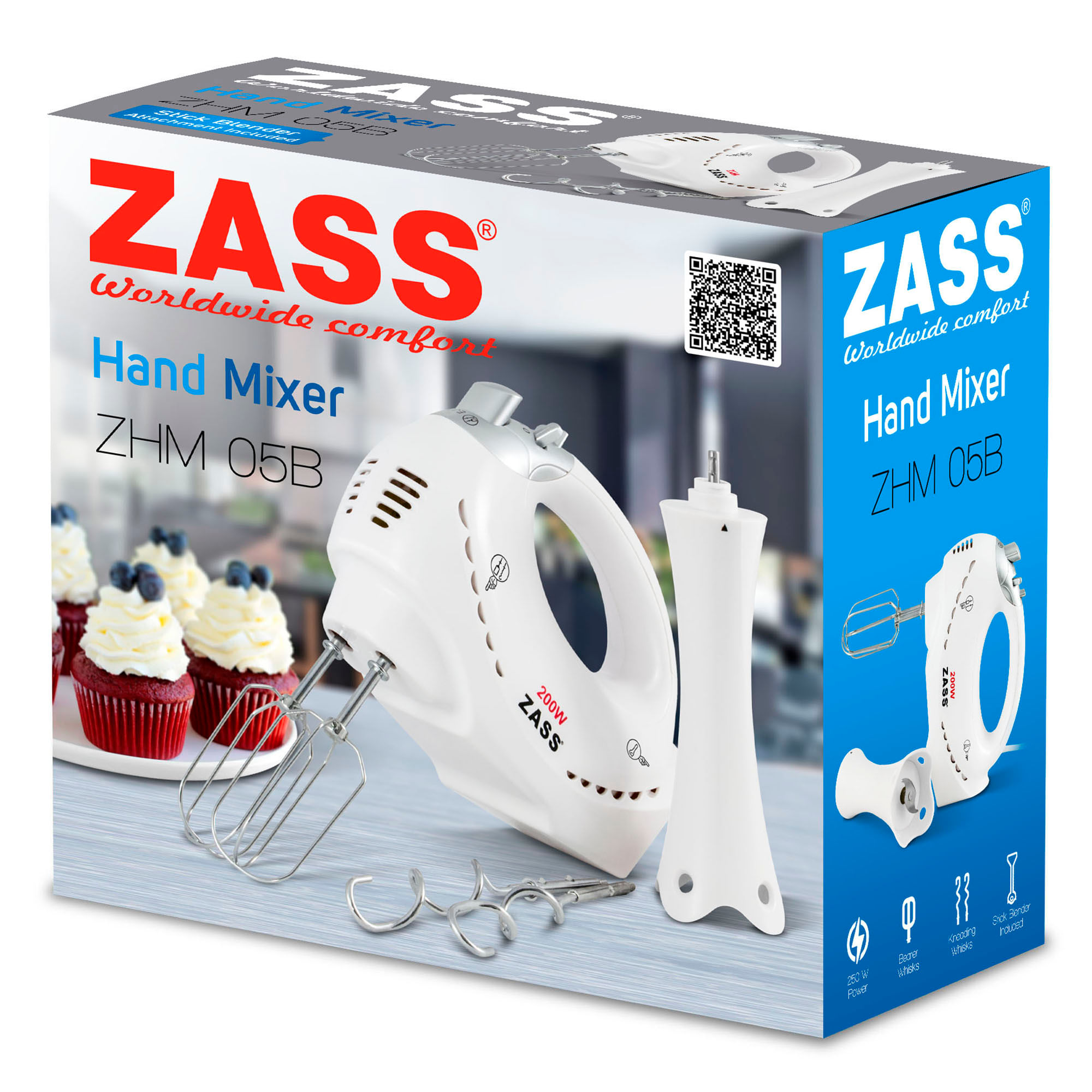 Mixer de mana cu tocator Zass ZHM 05 B, alb - 4 | YEO