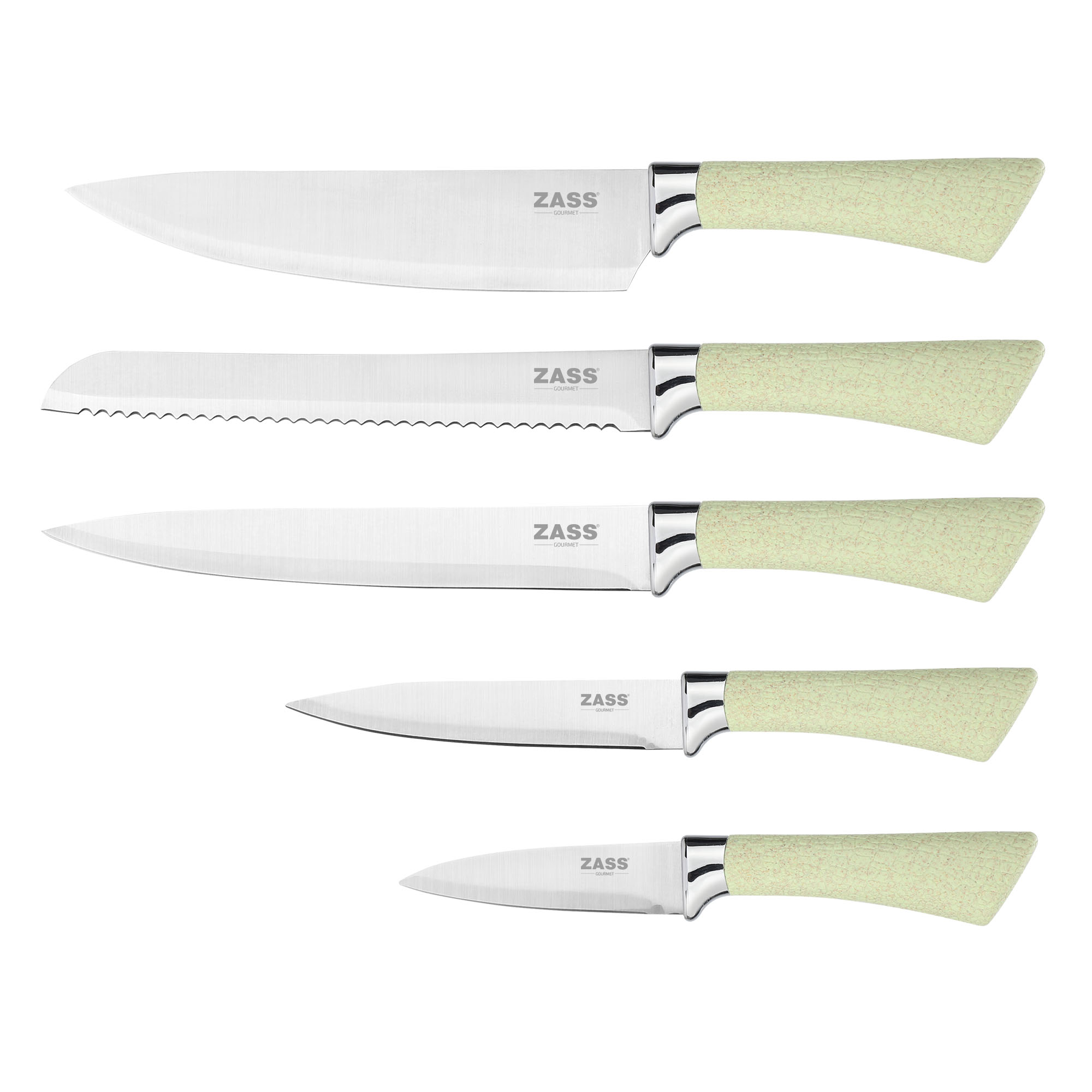 Set cutite + Ustensile de bucatarie Zass Gourmet ZG-KS 01, verde - 2 | YEO