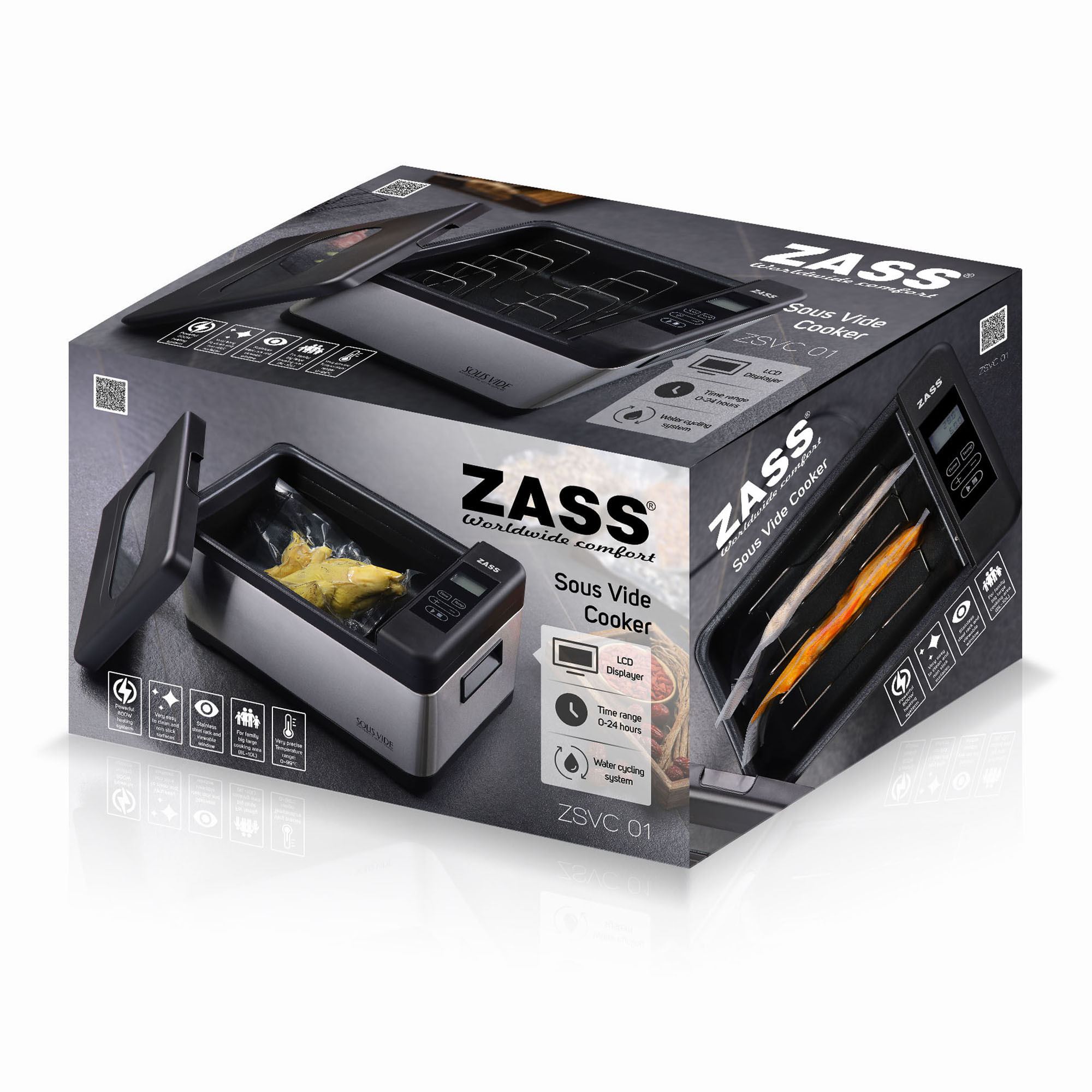 Aparat de gatit Sous-vide Zass ZSVC 01, alb-negru - 3 | YEO