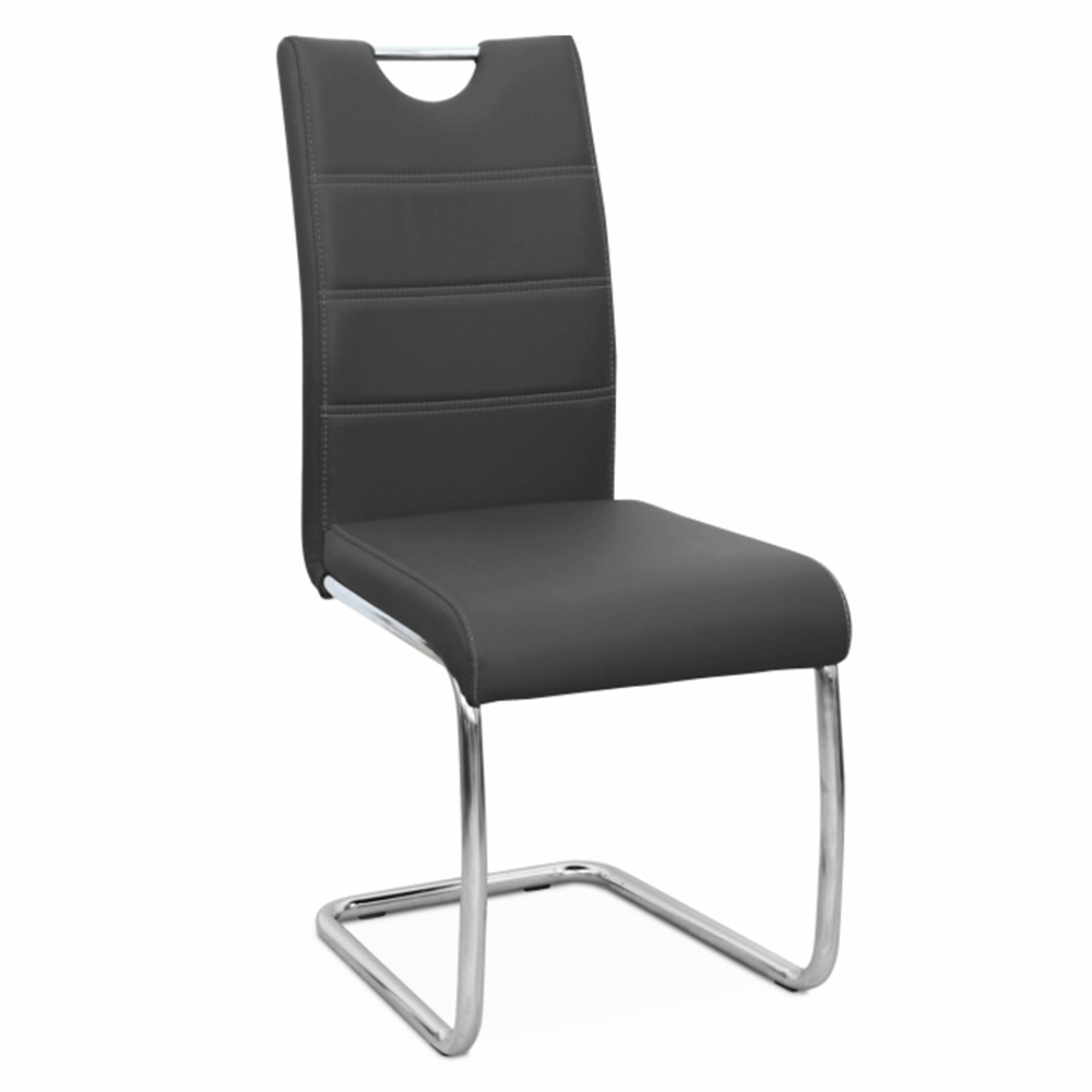 Scaun dining, negru / cusaturi deschise la culoare, ABIRA NEW