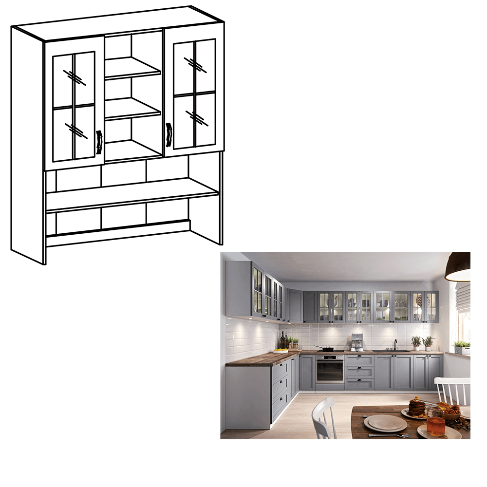 Extensie pentru cabinetele inferioare, alb/gri mat, LAYLA K120