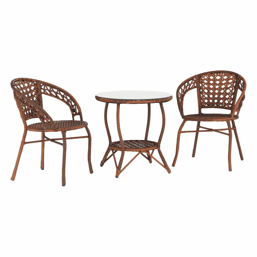 Set de gradina din rattan, 1+2, maro, JARUB