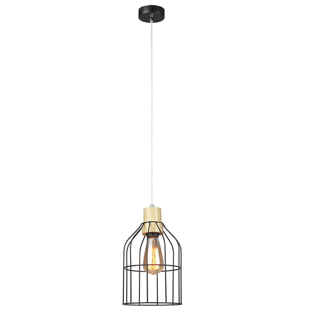 Lampa suspendata, neagra / metalica, ASTOK