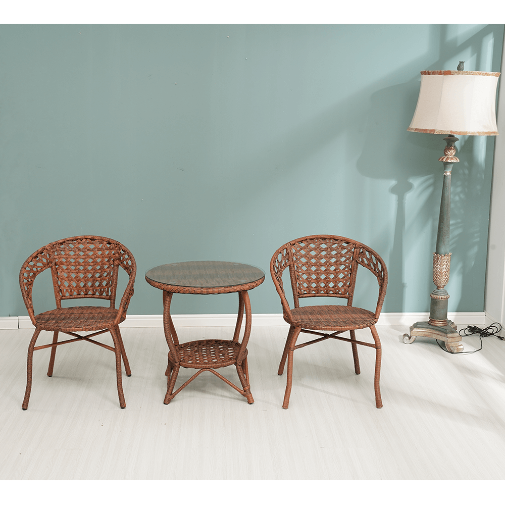 Set de gradina din rattan, 1+2, maro, JARUB - 1 | YEO