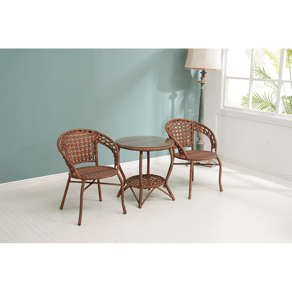 Set de gradina din rattan, 1+2, maro, JARUB - 2 | YEO