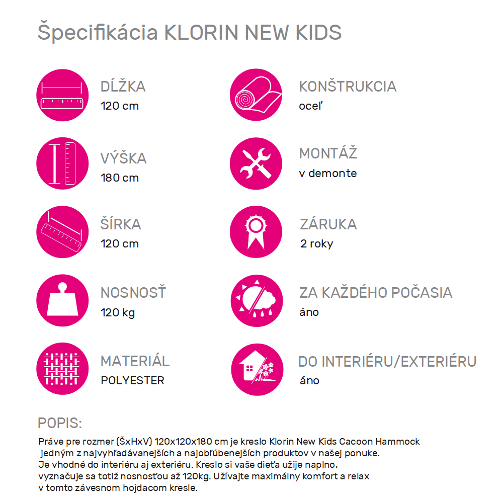 Scaun suspendabil balansoar, verde, KLORIN NEW KIDS - 1 | YEO