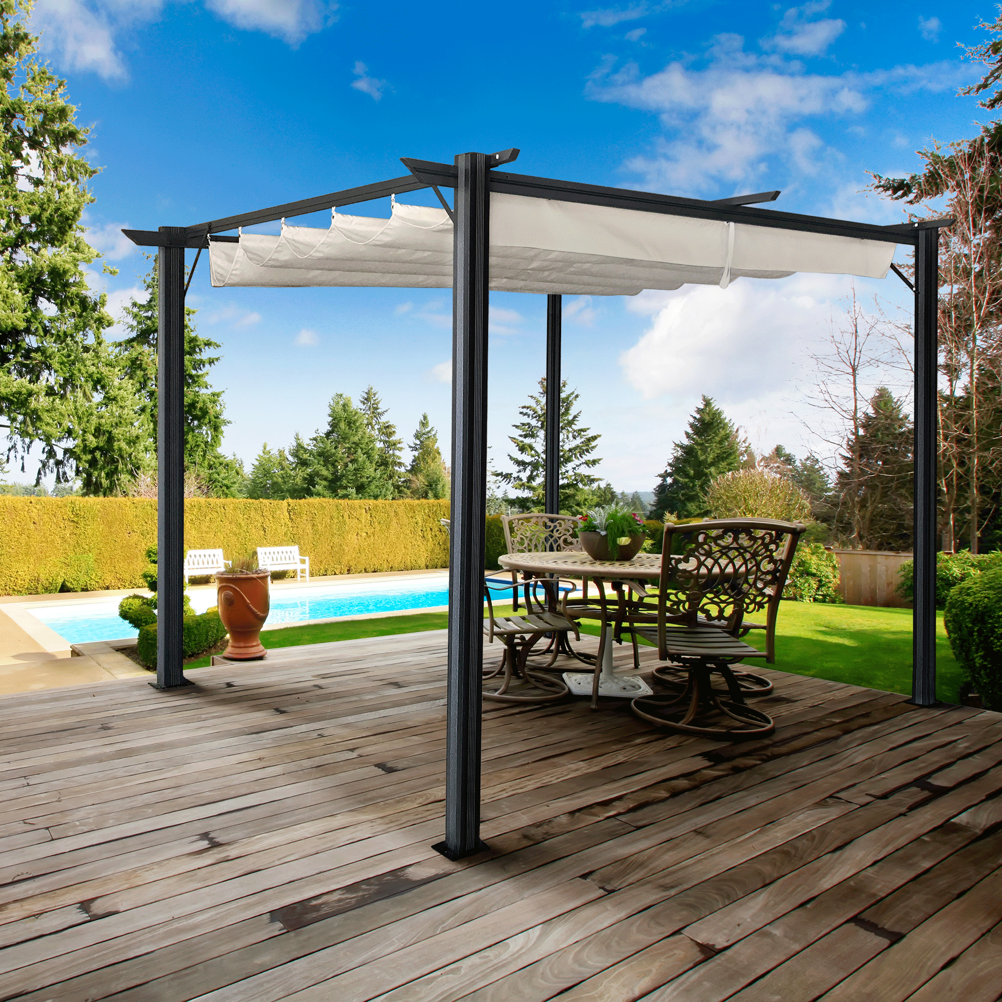 Pergola cu acoperis glisant, aluminiu, PEPY BASIC - 1 | YEO