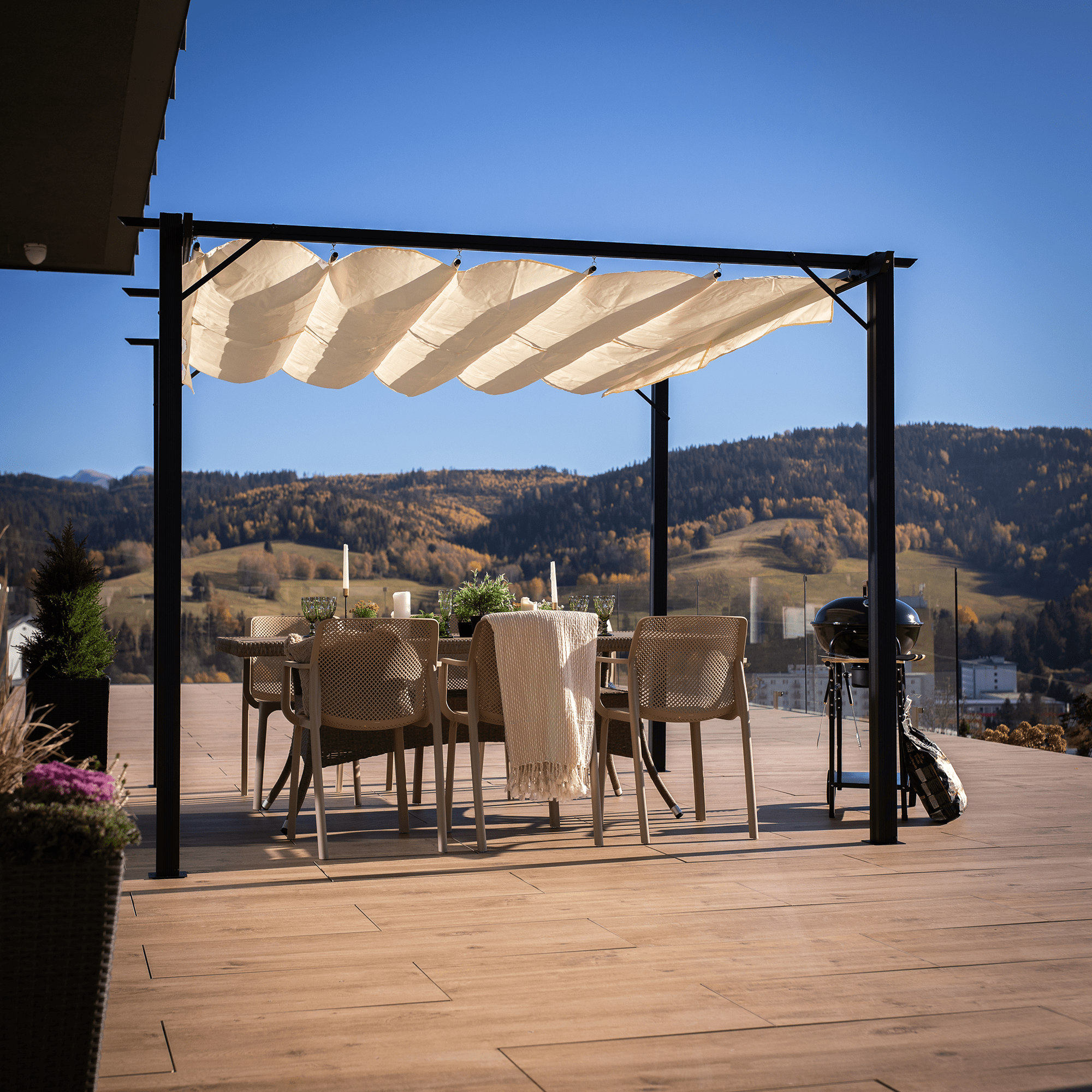 Pergola cu acoperis glisant, aluminiu, PEPY BASIC - 4 | YEO