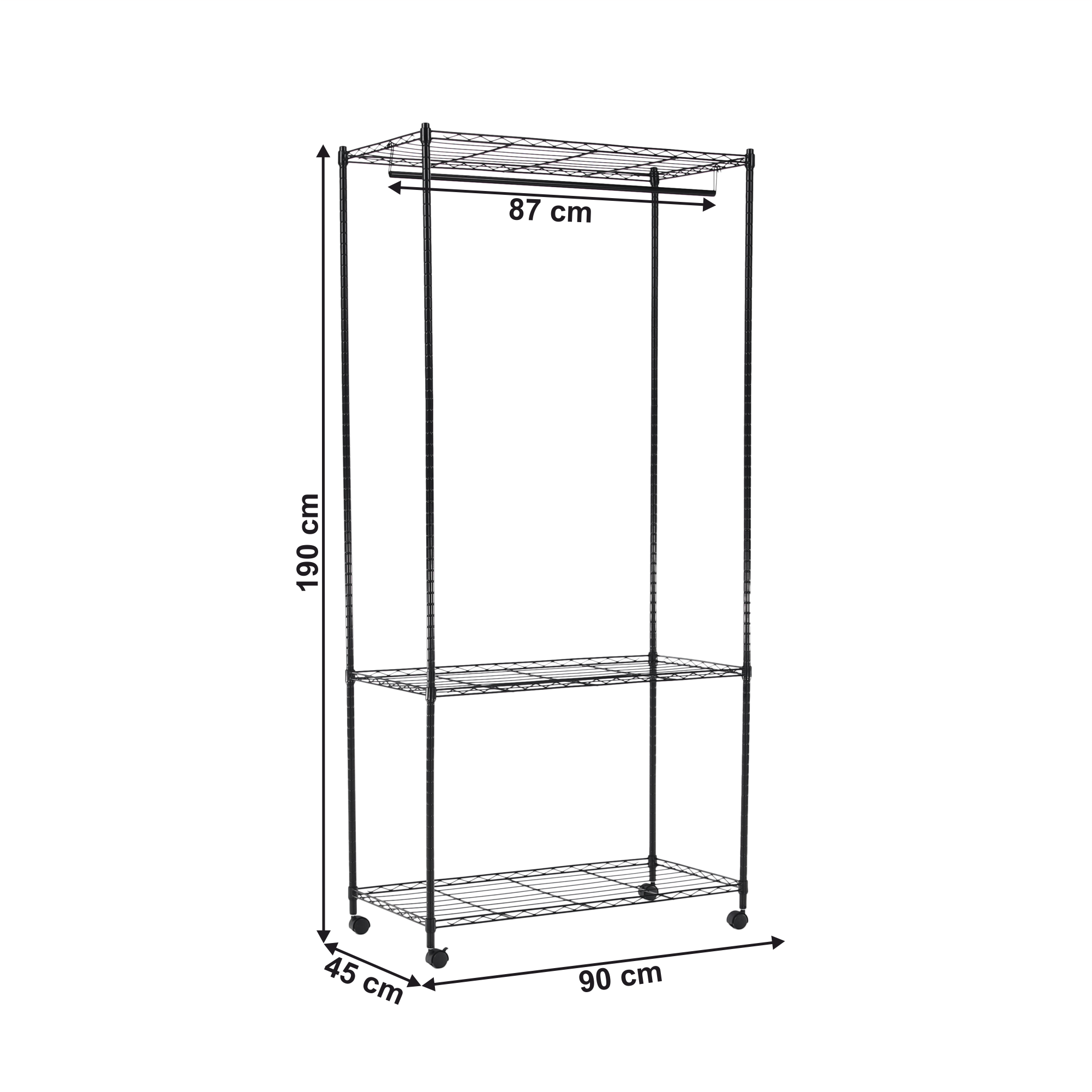 Cuier mobil, negru, VERDONE — imaginea 4