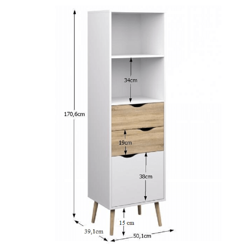 Vitrina, stejar sonoma/alb, OSLO 75382 - 5 | YEO