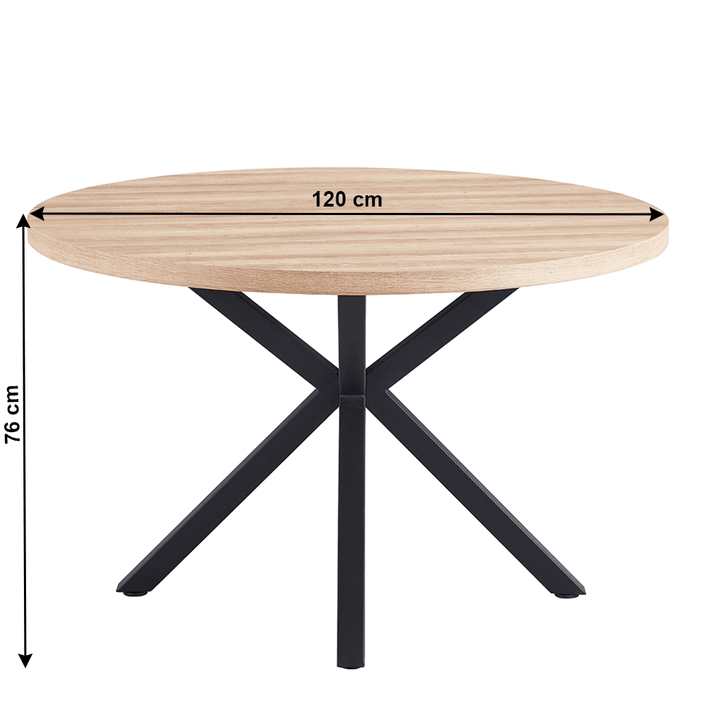 Masa de sufragerie, stejar sonoma / negru, diametru 120 cm, MEDOR - 1 | YEO