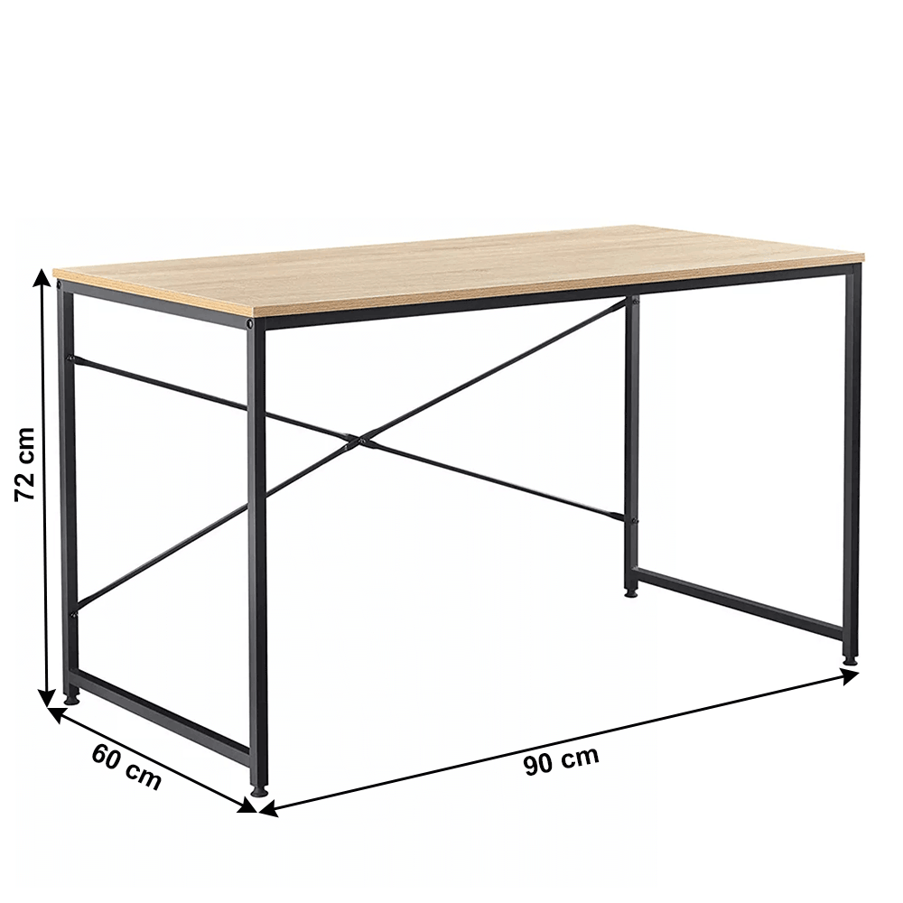 Birou, stejar / negru, 150x60 cm, MELLORA - 1 | YEO