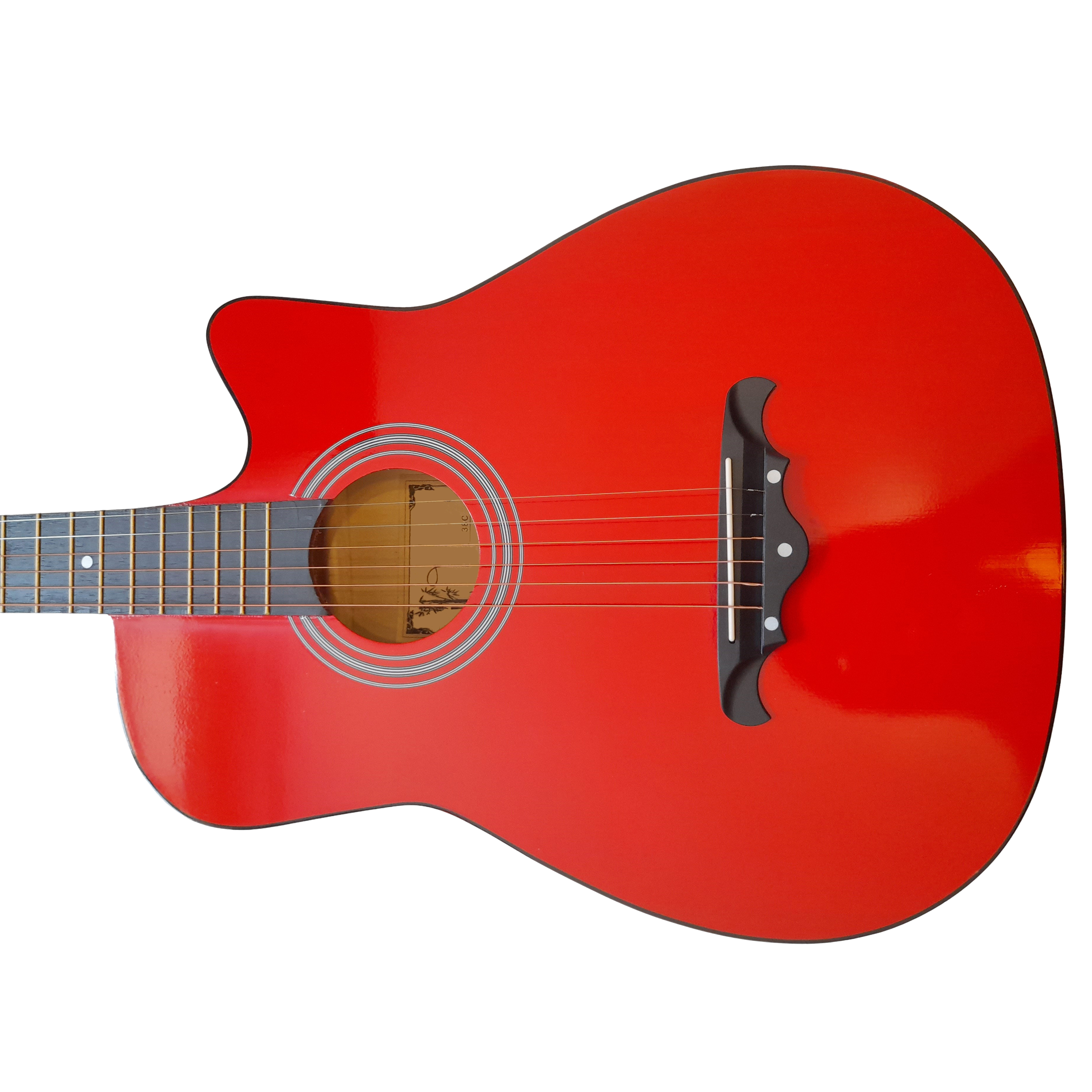 Chitara clasica din lemn IdeallStore®, Red Raven, 95 cm, model Cutaway, rosie, corzi incluse - 3 | YEO