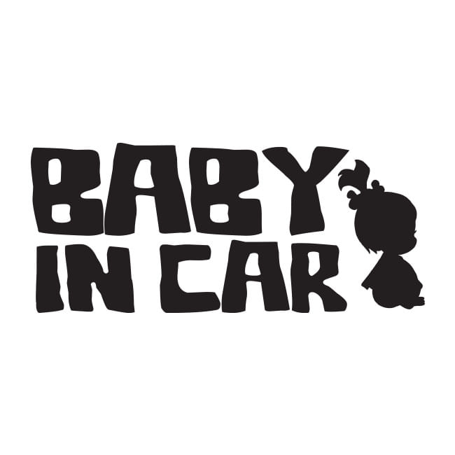 Sticker auto pentru luneta, portbagaj, geam, Priti Global, Baby in car, Negru, 20 x 9 cm