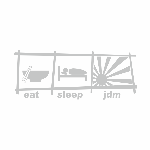 Sticker auto cu eat sleep JDM, 20cm, alb