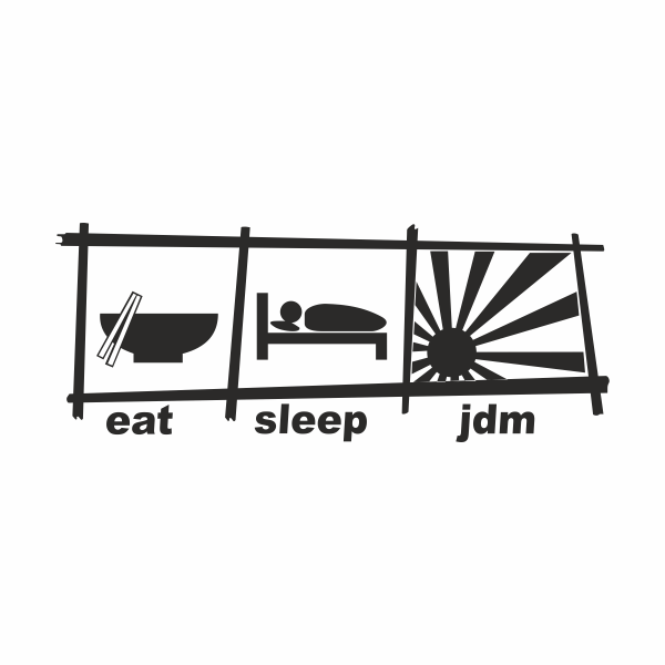 Sticker auto cu eat sleep JDM, 20cm, negru