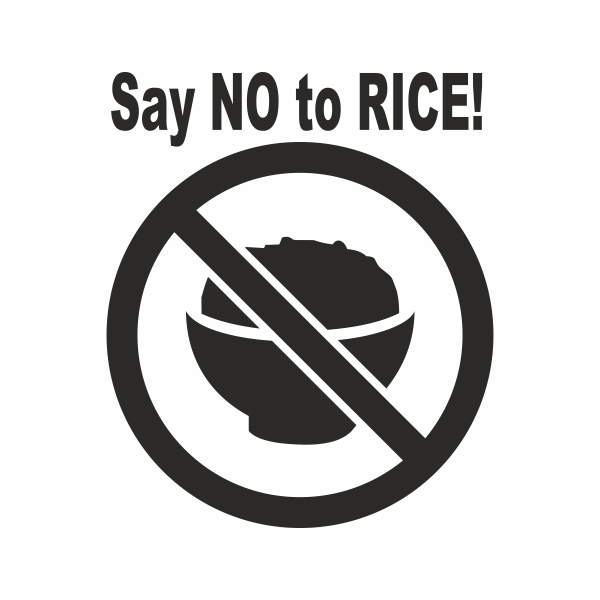 Sticker auto cu say no to rice, tuning, JDM, 20cm, negru