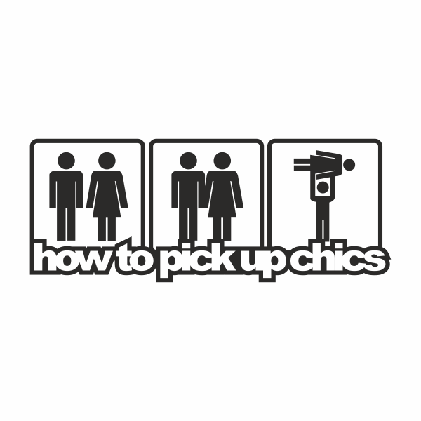 Sticker auto how to pick up chics, tuning, JDM, 20cm, negru