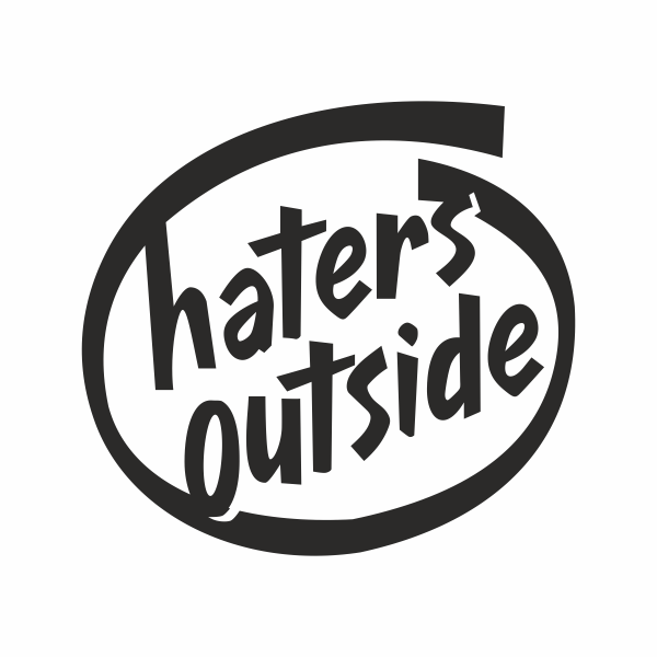 Sticker auto cu haters outside, tuning, JDM, 20cm, negru