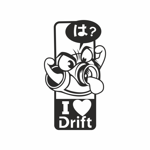 Sticker auto, tuning, JDM, i love drift, 20cm, negru