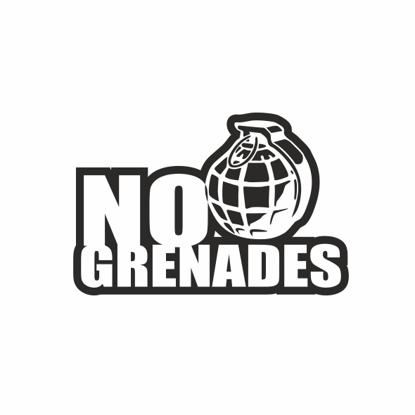 Sticker auto, tuning, JDM, no grenades, 20cm, negru