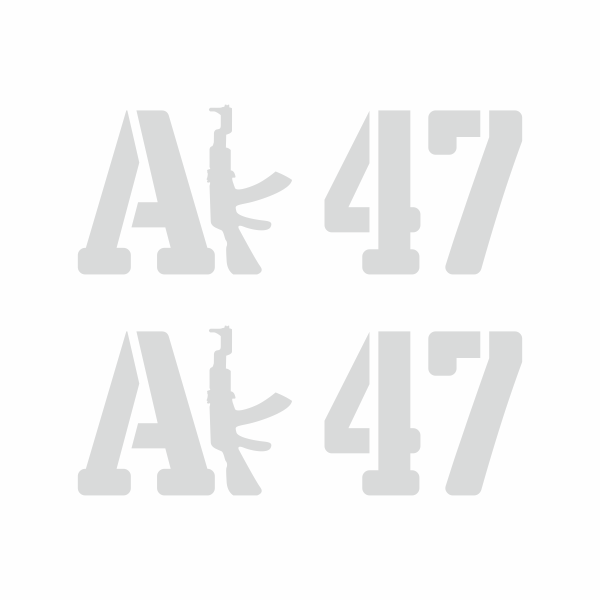 Set 2 stickere auto, AK47, Priti Global, pentru masini de teren, Alb, 40 x 15 cm