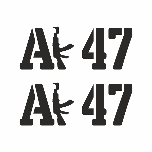 Set 2 stickere auto, AK47, Priti Global, pentru masini de teren, Negru, 40 x 15 cm