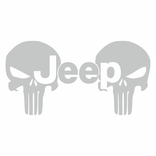 Sticker auto Punisher Jeep, Priti Global, cap de schelet, Alb, 47 x 24 cm