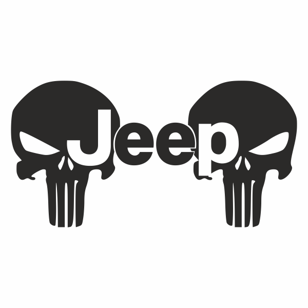 Sticker auto Punisher Jeep, Priti Global, cap de schelet, Negru, 47 x 24 cm