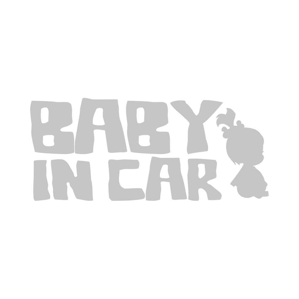 Sticker auto pentru luneta, portbagaj, geam, Priti Global, Baby in car, Alb, 20 x 9 cm