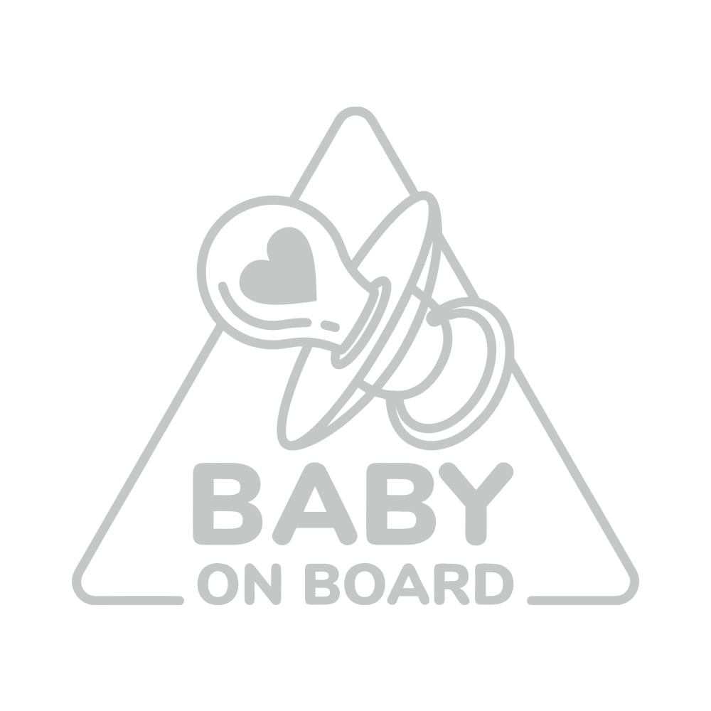 Sticker auto pentru luneta, portbagaj, geam, Priti Global, Baby on board cu suzeta, Alb, 20 x 13 cm