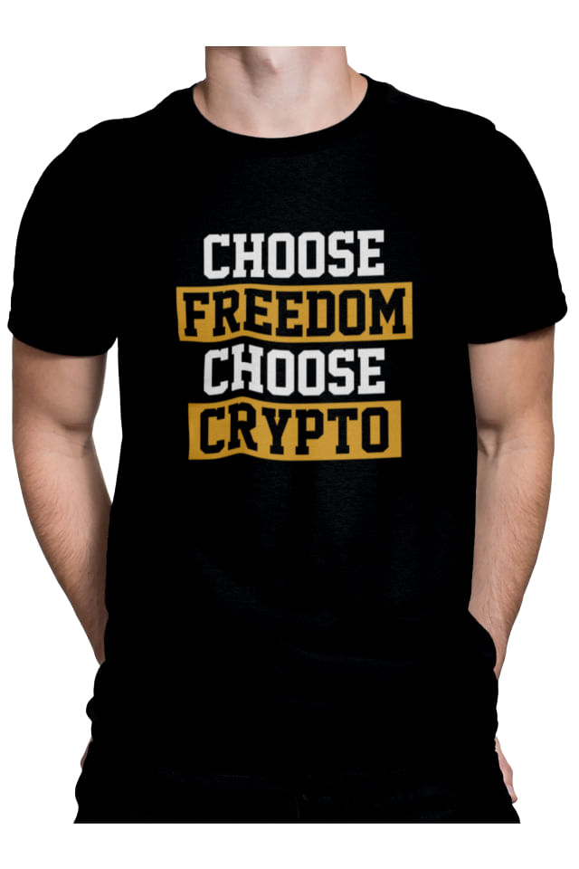 Tricou barbati, personalizat cu mesaj amuzant, Priti Global, pentru pasionatii de monede virtuale, Choose Crypto