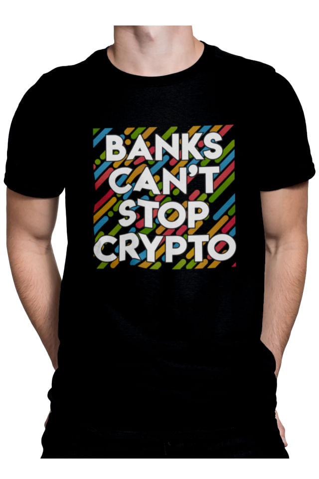 Tricou pentru barbati, Priti Global, personalizat cu mesaj amuzant, Banks can\'t stop crypto