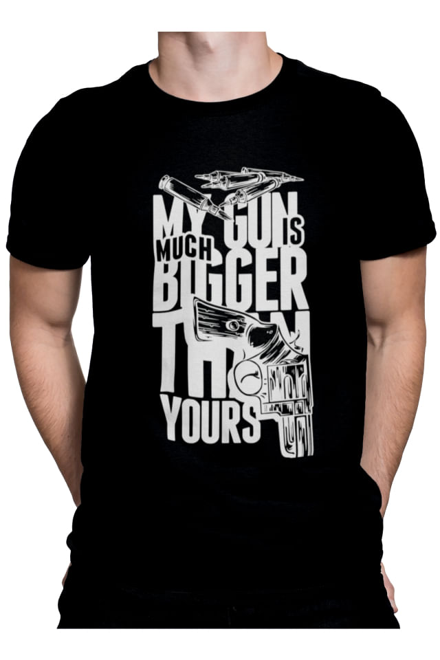 Tricou pentru barbati, Priti Global, My gun is much bigger than yours, cadou tatic, Negru, S