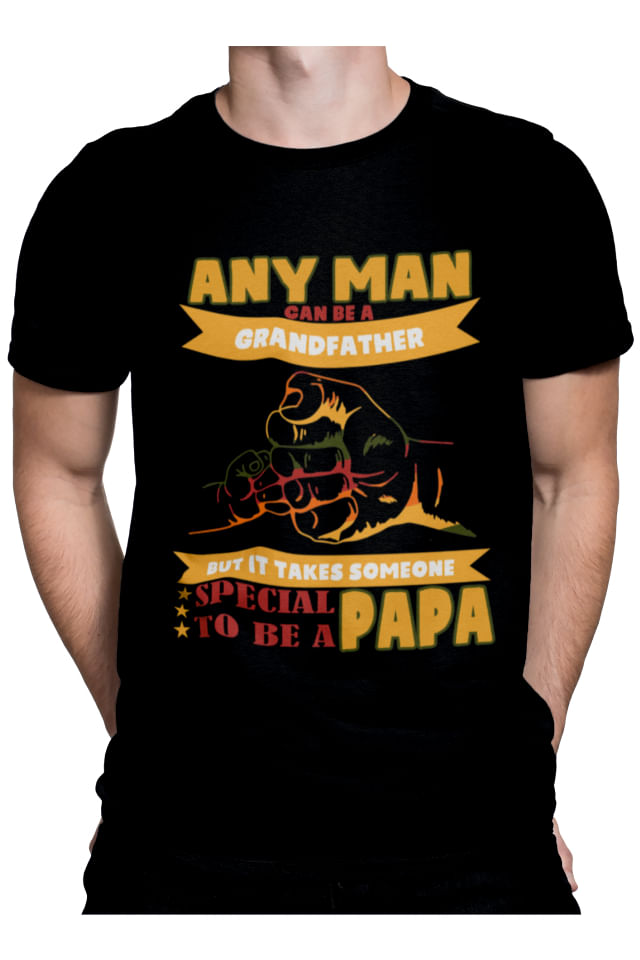 Tricou pentru barbati, Priti Global, cadou pentru bunic, Any man can be a grandfather, Negru, S