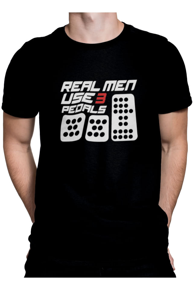 Tricou pentru barbati, Priti Global, Real men use 3 pedals, cadou pentru pasionatii de masini, Negru, S