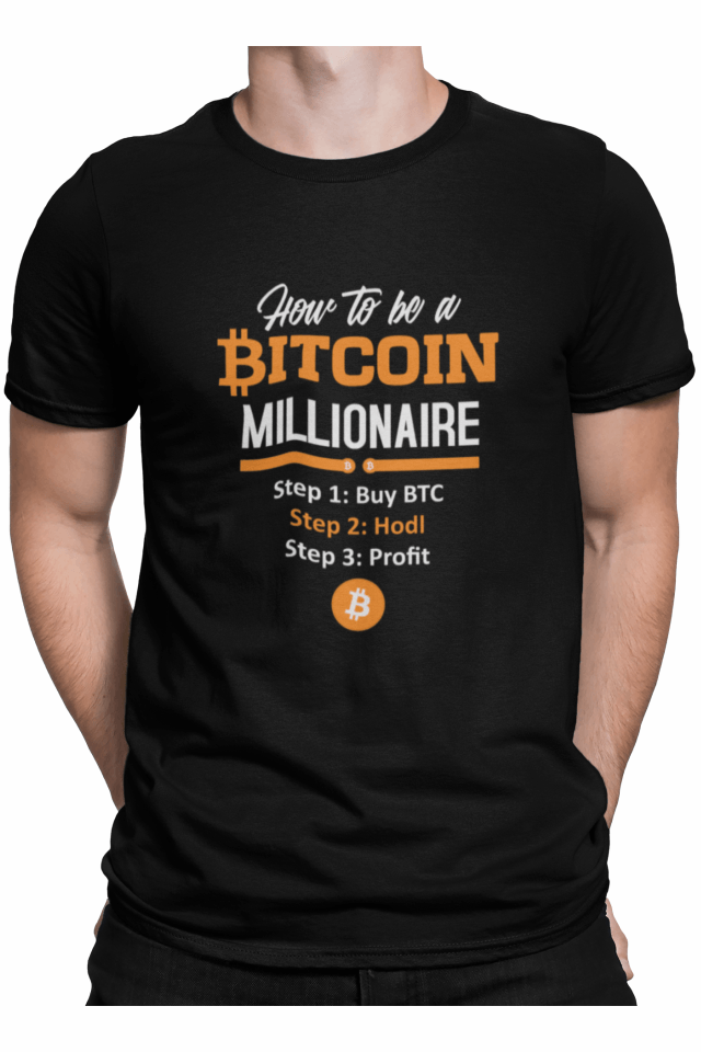 Tricou amuzant barbati, Priti Global, Hour to be a bitcoin millionaire