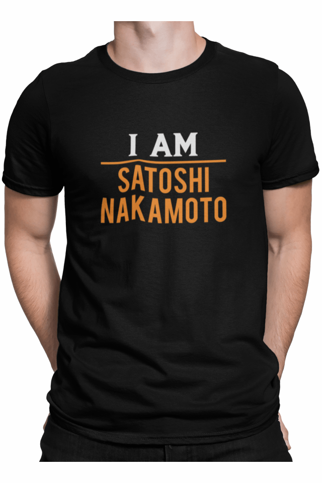 Tricou barbati, Priti Global, personalizat cu mesaj amuzant, I am satoshi nakamoto, Negru, S