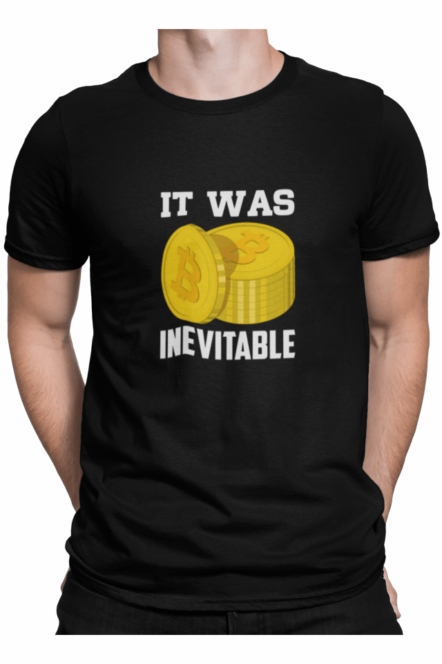 Tricou pentru barbati, personalizat cu bitcoin, Priti Global, It was inevitable, Negru, S