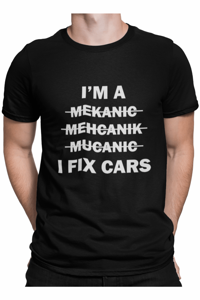 Tricou amuzant pentru barbati, mecanici auto, Priti Global, I fix cars, Negru, S