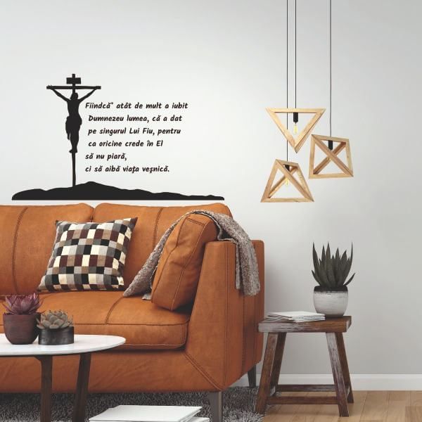 Sticker decorativ pentru casa, verset crestin, Ioan 3:16, negru, 57 x 95 cm - 2 | YEO