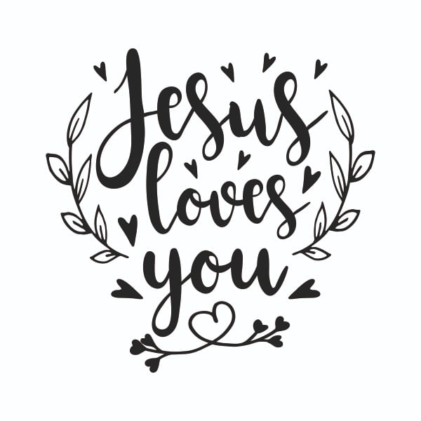 Sticker decorativ, pentru casa, Jesus loves you, negru, 57 x 57 cm