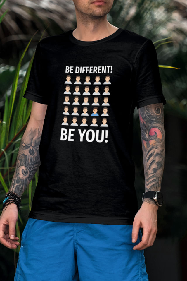 Tricou pentru barbati, imprimat cu mesaj motivational, Priti Global, Be different