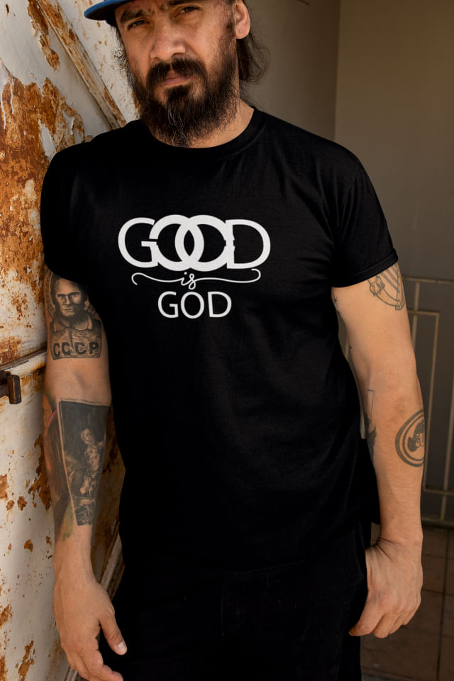 Tricou personalizat pentru barbati, cu mesaj crestin, Priti Global, God is good