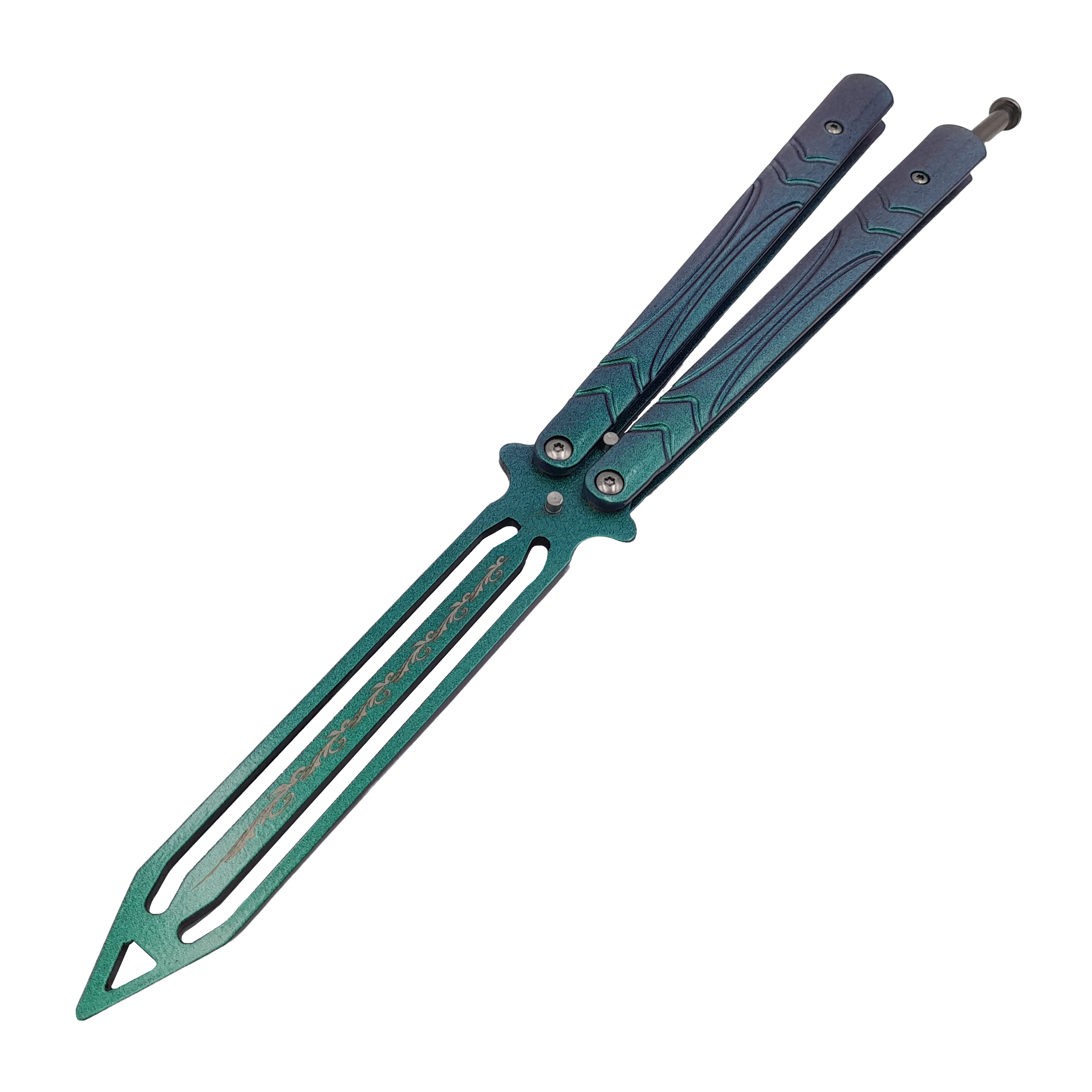 Briceag fluture de antrenament IdeallStore®, Missle Launch, otel inoxidabil, 24.5 cm, verde - 2 | YEO