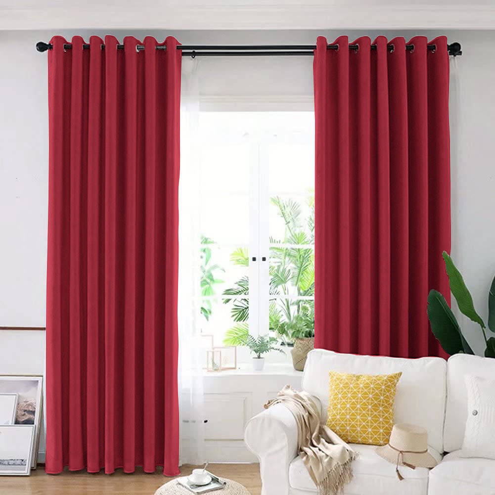 Draperie din catifea blackout cu inele auriu antic, Madison, 200x260 cm, densitate 700 g ml, Dark Scarlet, 1 buc