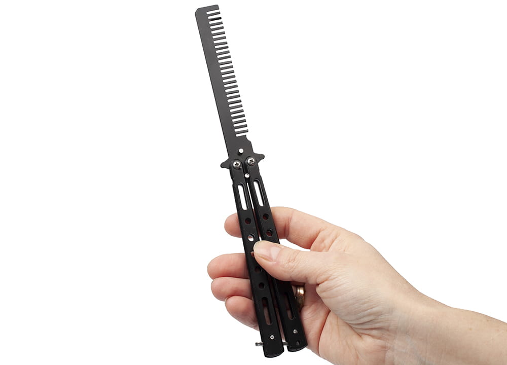 Briceag fluture IdeallStore tip pieptan, Black Comb, 22 cm, negru