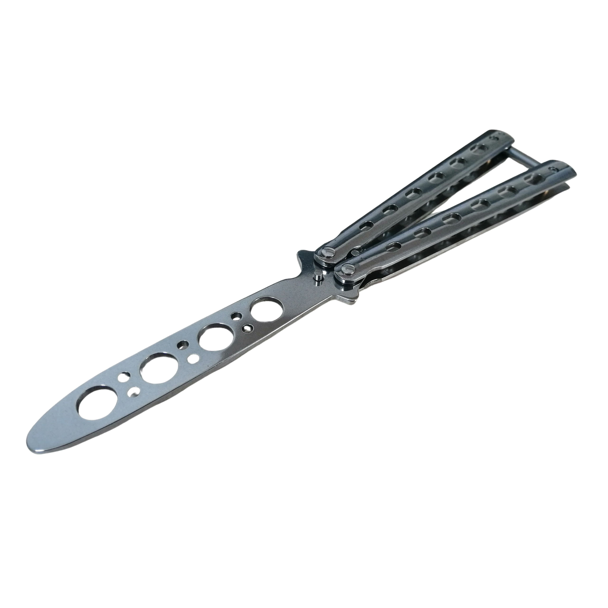 Briceag fluture de antrenament, otel inoxidabil, Basic Blade, 22 cm, argintiu